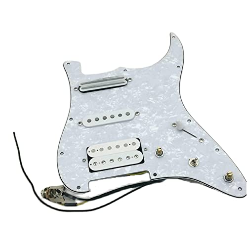 アップグレードプレワイヤードストラットギターピックガード SSH、ホワイトアルニコ5ピックアップ、多機能スイッチ、ロードピックガードセット、フェンダーストラトキャスターエレクトリックギターに適合