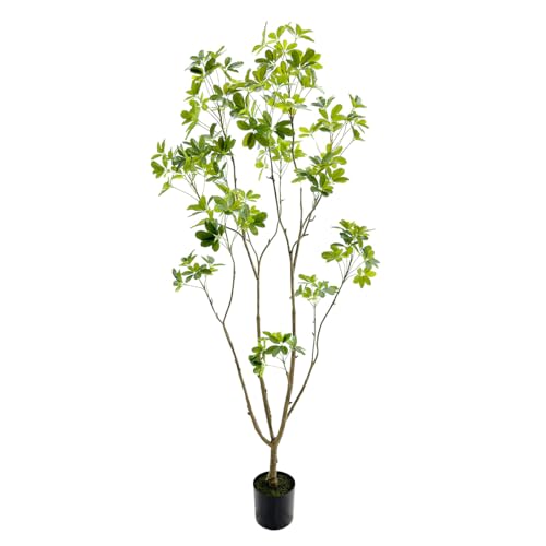 VIGGDA Artificial Schefflera Plant,7ft Tall Indoor Plant, Natural Branch Design