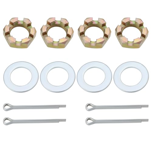 OTOTEC 2 Sätze Anhängermuttern-Kit 1 Zoll Wellenscheiben aus Karbonstahl 2,3 Zoll Lange Splintstifte Kompatibel mit 1 Zoll Wellenspindel für Anhänger Wohnmobil Boot