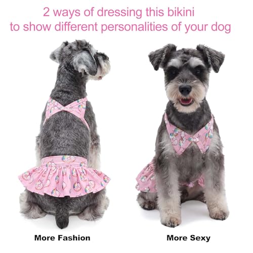 Image of CuteBone Dog Bikini Dress, Stylish Swimsuit Costume for Small Dogs, Comfortable & Adjustable Puppy Bathing Suit, Soft Outfit Pet Apparel for Beach, Pool and Summer Fun DB46M