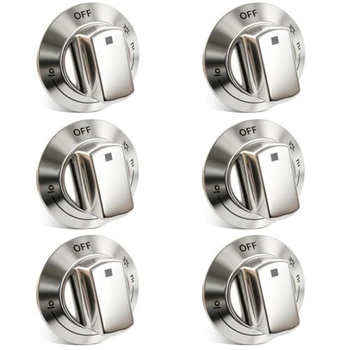 6pcs Range Control Knob Replacement Compatible with Electrolux Cooktop E30DF74TPSA E30GF74TPSA E30GF74TPSB E36DF76TPSB Gas Range Replace#: 318242275 3513943 AP5809411 PS9495232 EAP9495232
