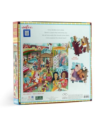 Image of eeBoo 1000 Piece Puzzle - Berlin Life Jigsaw Puzzle for Adults, Square 23 inch x 23 inch Made with Recycled Board & Vegetable-Based Ink