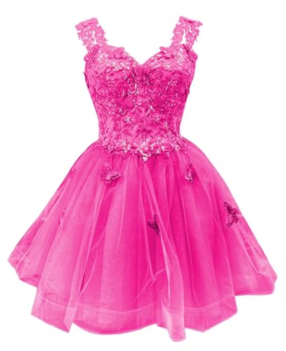 Image of Youjiayi 3D Butterfly Short Homecoming Dresses for Teens Off Shoulder DAMA Dresses for Quinceanera Glitter Sequin Prom Dress