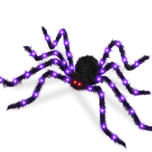 Brightown 4.9Ft Giant Halloween Spider Decoration 38LED Light up Black...