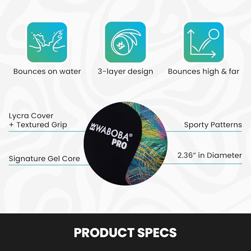 Waboba Pro Water Bouncing Ball - Wasserfestes Strandspielzeug, Poolspiele für Kinder & Erwachsene, Outdoor-Spaß - Abstract Art (6,6 cm)