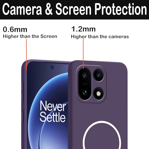 Image of amazon basics Back Cover for OnePlus 15 5G | Ultra Slim Soft Rubberised Case | Magsafe Logo Printed (Not Magsafe Compatible) | Camera Protection - Purple