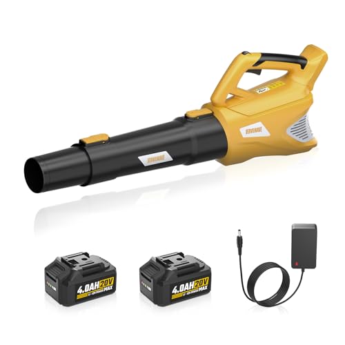 VERVEWAVE Cordless Leaf Blower, Electric Blower Cordless Up to 500CFM with 5-Speed Mode, Powerful Leaf Blower for Lawn Care Dust/Snow Blowing, 2Pcs Battery, Brown