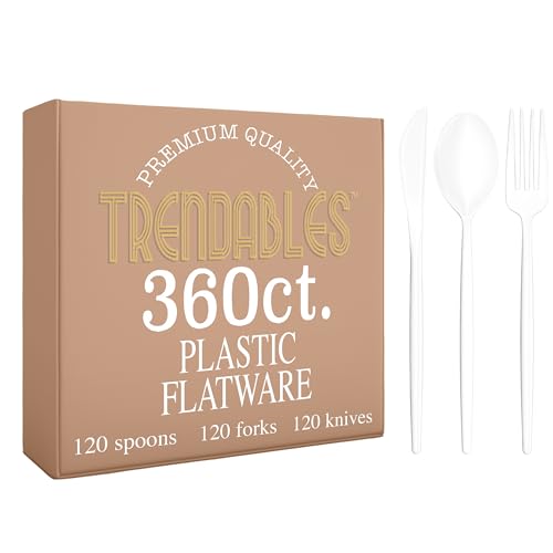 Trendables White Plastic Silverware Set 360 Pack
