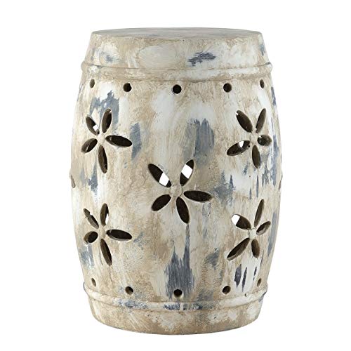 SAFAVIEH Outdoor Collection Ilia Antiqued Cream Garden Stool
