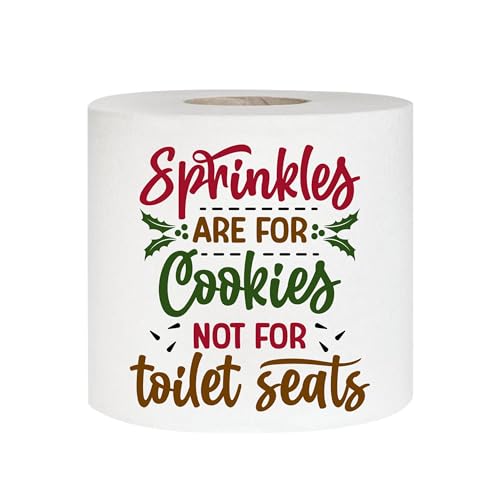 EMUWORKS Novelty 3ply Toilet Roll - Christmas Gifts Funny Toilet Paper Joke Bathroom Tissue in Red Organza Bag for Secret Santa Kids Christmas Xmas Stocking Fillers #1 (Sprinkles are for Cookies)