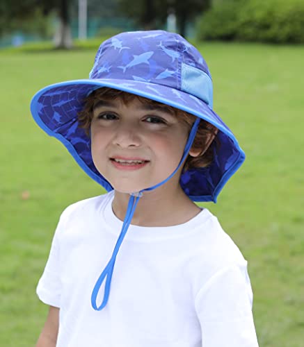 Image of icolor Kids Sun Hat UPF50+ Sun Protection Bucket Hat Toddler Summer Beach Play Hats with Neck Flap for Girl Boy Ages 3~10