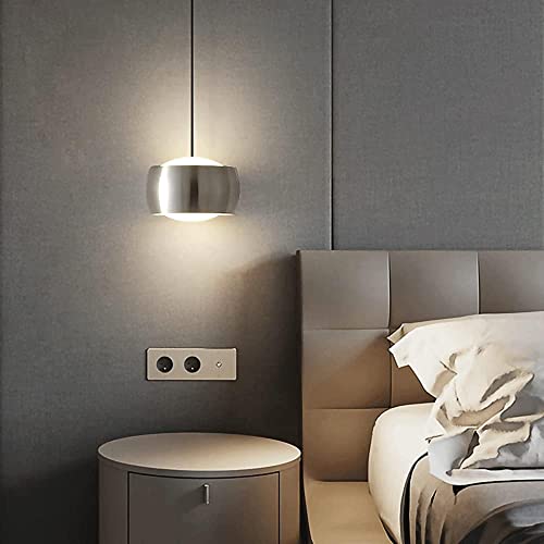 Lámpara de suspensión pequeña cromada para techos modernos y mesitas de noche minimalistas 4