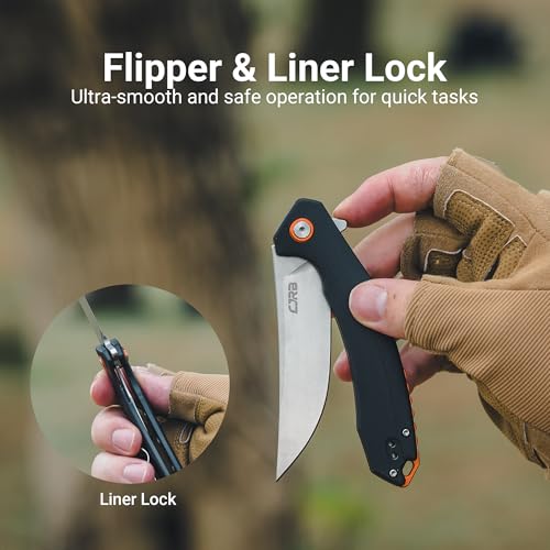 Image of CJRB Gobi Pocket Knife with 3.5'' AR-RPM9 Steel & G10 Handle, EDC Knife with Liner Lock for Outdoor Camping Hiking Fishing(J1906 Black)