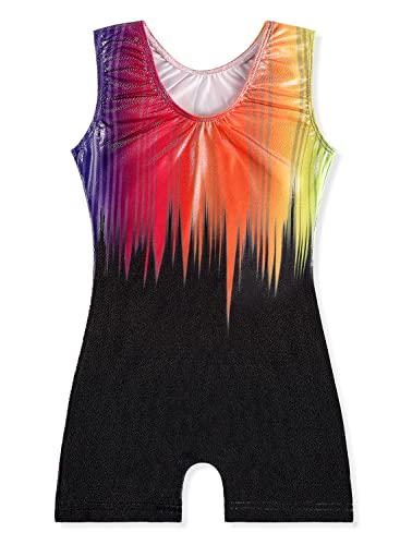 Image of EQSJIU Gymnastics Leotards for Girls Kids Rainbow Mosaic Mermaid Butterfly Stars Leopard Galaxy Tie Dye Cosmos Leopard