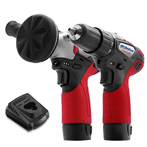 ACDelco ARS1214-K17 G12 Series 12V Cordless Li-ion 2-Speed 3â€ Mini Polisher & 3/8â€ Drill Driver Combo Tool Kit with 2 Batteries