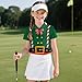 Frymappies Girls Christmas Elf Cloth Collared 1/4 Zip Golf Shirts Size 7-8 Kids Short Sleeve Golf Outfit for Summer Sport Little Girls Novelty Tennis Shirt V Neck Workout Athletic Tops Activewear