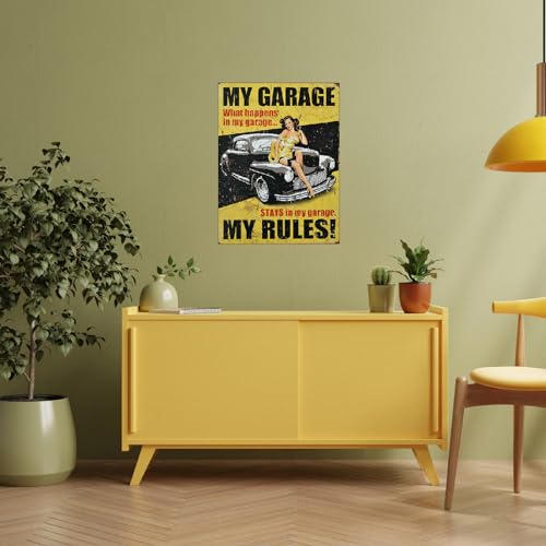 Shawprint My Garage WHAT HAPPENS IN THE GARAGE STAYS IN THE GARAGE RETRO METAL TIN WALL PLAQUE SIGN NOVELTY GIFT Home bar shed man cave - Image 4