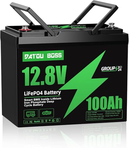 DATOUBOSS 12V 100Ah _S`ECIobe[ 1280Wh lifepo4 Group24TCY O[hAZ 4P4S ^ڑ\ 120ABMS RpNg ^ y 15N lC |[^ud 
