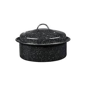 Granite Ware 3 lb. Capacity Covered Round Roaster, Speckled Black Enamel on Steel