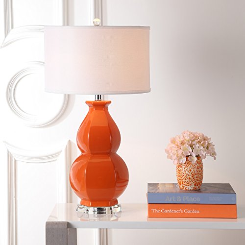 Lámpara de mesa Safavieh Juniper base naranja y pantalla blanca miniatura 2