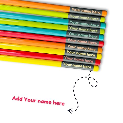 Image of Personalized Name Pencils - Set of 10 | Premium graphite pencils with smooth writing with Free Eraser & Sharpener, Custom Name Engraved HB Pencils for School, Writing, Birthday Gifts & Return Gifts