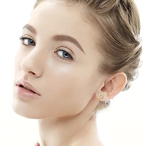 Initial Stud Earrings for Girls, 14K Gold Plated Sterling Silver Alphabet Letter Earrings, Cubic Zirconia Stud Earrings, Hypoallergenic Earrings for Women Baby Girl Teen Girl Gifts4