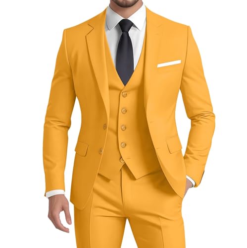 Mens Suit 3 Pieces Formal Business Wedding Blazer Vest Pants Set Tuxedo Slim Fit - Main Image