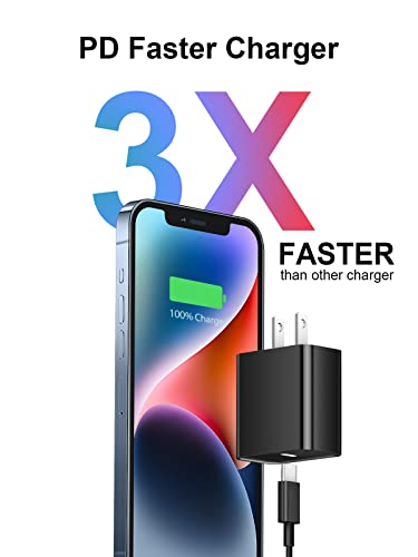 Image of Extra Long 10FT iPhone 14 13 12 Charger Fast Charging 20W PD USB C Wall Charger with Fast Charging Cable Compatible iPhone 14 /13 /12 /11 /Pro /Pro Max /Mini /Xs Max /XR /X, iPad - Black
