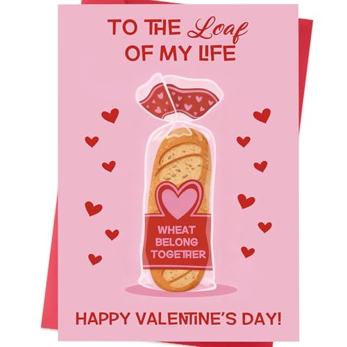 Soupklop Funny Valentines Day Card – Cute Pun Valentines Day Gifts for Him or Her – Playful Bread Pun Card for Boyfriend, Girlfriend, Husband, Wife, Men and Women