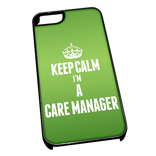 Cover per iPhone 5/5S Nero 2543 Verde Keep Calm I'...