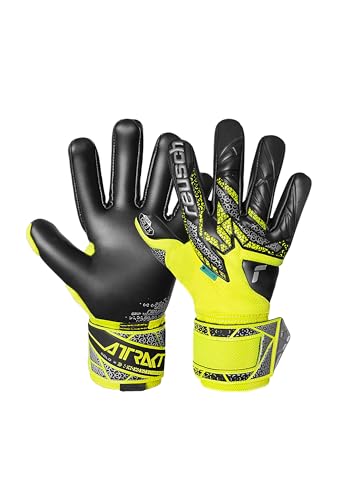 Reusch Attrakt Gold X NC Guantes de Portero Transpirables para Hombre y Mujer, Guantes de fútbol para Adultos, Revestimiento Profesional, Adecuado para Todas Las Condiciones climáticas y Superficies