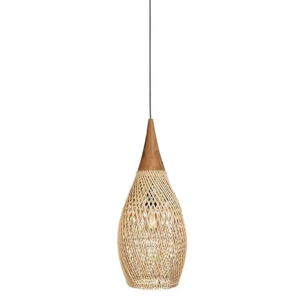 LYMSXAZOU Rattan Coastal Pendant Light Hand-Woven Boho Fixture E27 Vintage Ceiling Lamp Lighting Fixtures Dome Lampshade Rustic Lights for Living Room Bedroom Restaurant Cafe Teahouse