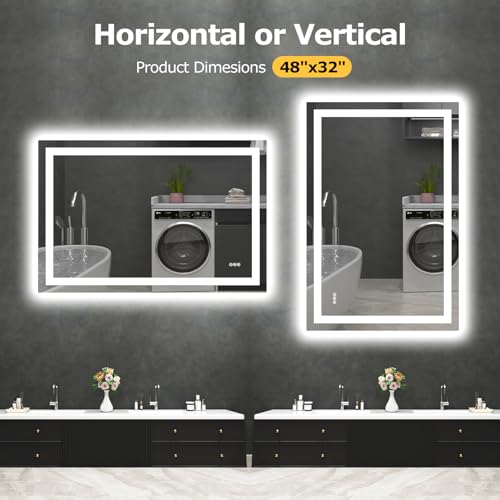 Image of Hivone 48 inchX32 inch LED Bathroom Mirror with Lights, UL Listed