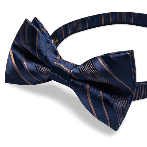 Corbata de moño formal de seda preanudada azul miniatura 4