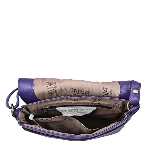 Anna by Anuschka Hand Painted Women’s Genuine Leather - Flap Crossbody - Dreamy Peacock Dewberry4