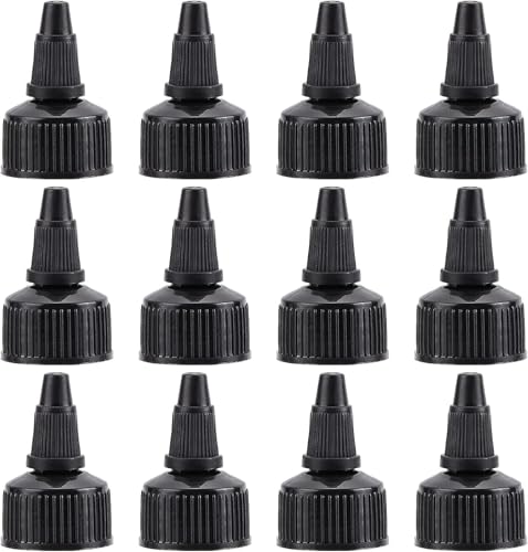 OLYCRAFT 50Pcs 24/410 Plastic Squeeze Bottle Cap Replacement Black Plastic Bottle Squeeze Heads Dispensing Caps for Condiment Bottle Dispensing Bottle Salad Bottle Essential Oil - Inner Diameter: 24mm