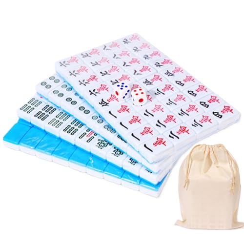 Chinese Mahjong Juego de Mesa Mini con 144 Fichas y 2 Dados miniatura 1