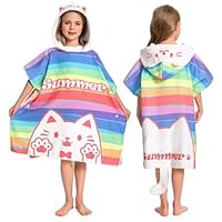 OLAOLA Kids Poncho Towel Hooded Beach Changing Robe Children Absorbent Bath Towels Swimming Wrap for Boys Girls 3-12 Years