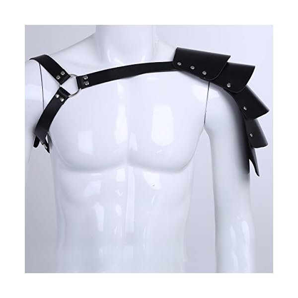 YiZYiF Harness aus Ultrabequem PU Leder Herren Brust Harness Bondage Geschirr Harnais Erotik Dessous Rüstung (Schwarz) – Bild 3