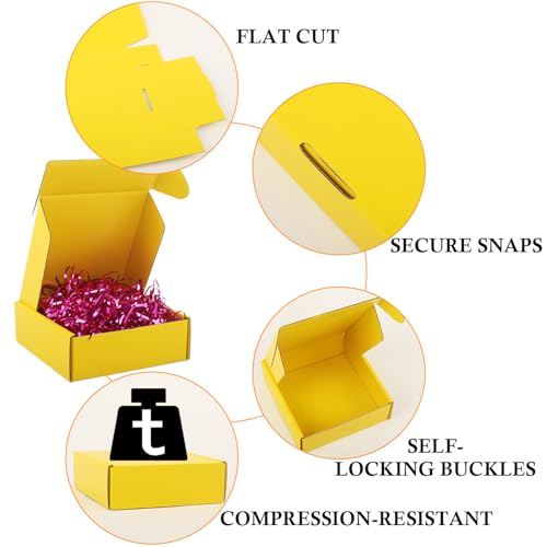 Image of Cardboard Boxes,15 Pack Shipping Boxes 6x6x2 Recyclable Mailing Boxes Colored Corrugated Cardboard Box Small Storage Boxes for Shipping, Mailing, Gifts Packaging (Yellow)