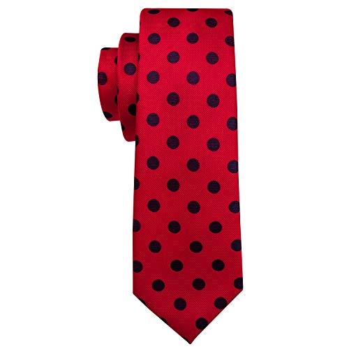 Image of Barry.Wang Ties for Men Silk Tie Sets Polka Dot Woven Necktie Pocket Square Cufflinks Business Wedding