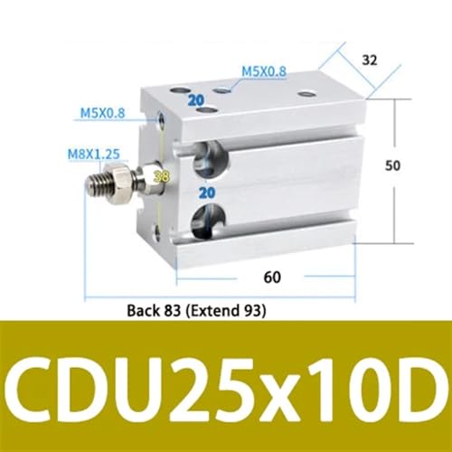 Cylindres pneumatiques carrés CDU25X10D à double action pour serrage industriel - 3