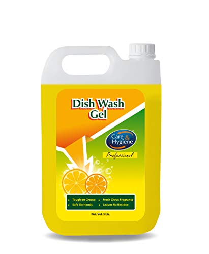 Care And Hygiene Dishwash Gel, 5 Litres Economy Pack, Yellow, Powerful Cleaner Dish Wash Liquid Which Washes Utensils Easily (Pack of 1)