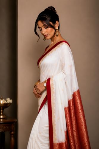 Image of Women's Glory Banarasi Satin Silk Saree with Embroidery Design