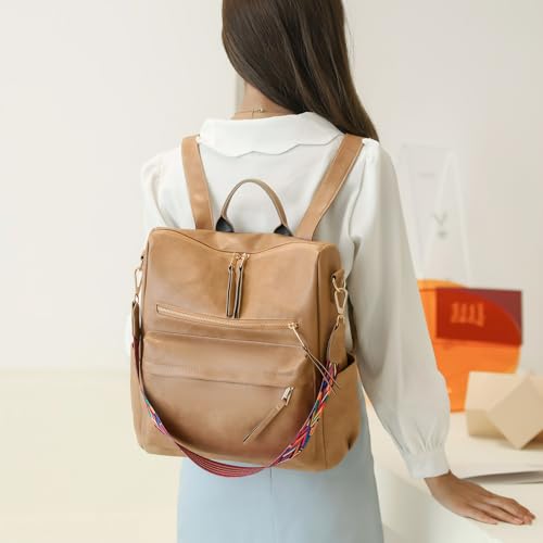 Image of Women's Fashion Backpack Purse for Women Leather Multipurpose Design Ladies Shoulder Bag Travel bag Satchel Handbags