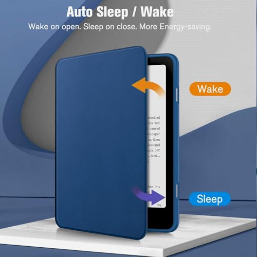 Image of MOCA Case for 7 Inch Kindle Paperwhite 12th Gen 2024 and Signature Edition, Slim Shockproof Clear Back Cover, Auto Sleep /Wake Protective Case (Navy Blue)