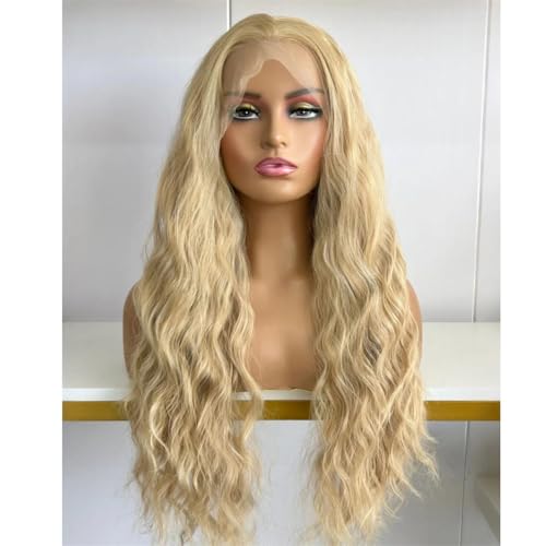 Women's Blonde Highlight Long Curly Wavy Synthetic Hair Part Mixed