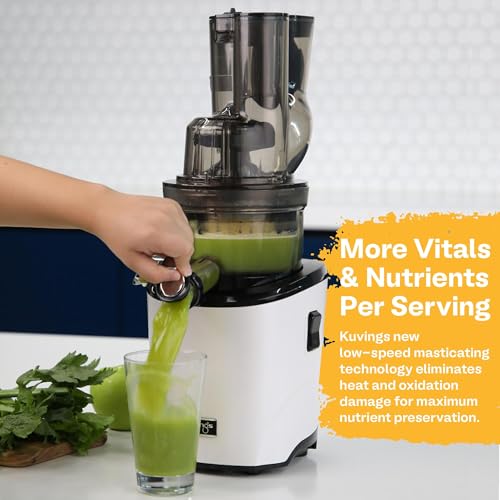 Kuvings Whole Slow Juicer REVO830SWP Cold Press Masticating Juicer Machine - Extra Wide 88mm & 48mm Food Chutes - Quiet Strong Motor Auto-Cut Fruits & Veggies - Smoothie Sorbet Attachment - White - Image 4