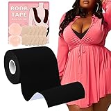 BEWTEIM Boobs Tape, Breast Lift Tape for Large Breasts, Black Boobytape for Breast Lift Plus Size, 3