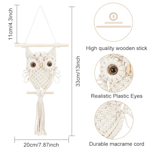 ORIGACH DIY Macrame Owl Wall Hanging Tapestry Kit Handmade Macrame Owl Kit with Video Tutorial Boho Hand Woven Macrame Wall Hanging Decor for Living Room Bedroom Office - Image 3